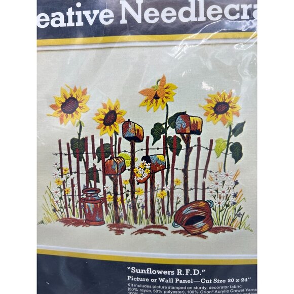 Sultana Other - 80s Sultana Needlecraft Kit Sunflowers R.F.D. 20"x24" Creative Needlework Pictur